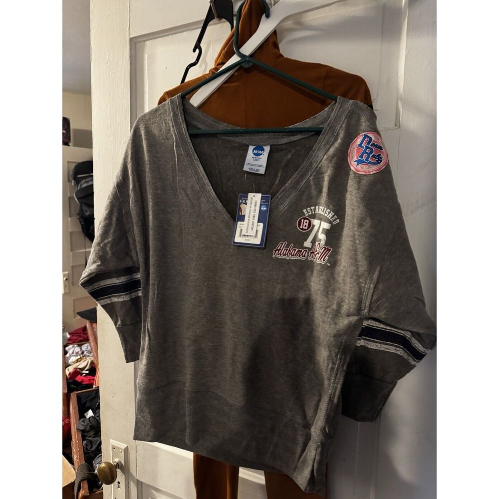 Alabama A&M Woman's  3/4 Long Sleeve Rugby Shirt, Gray, S
